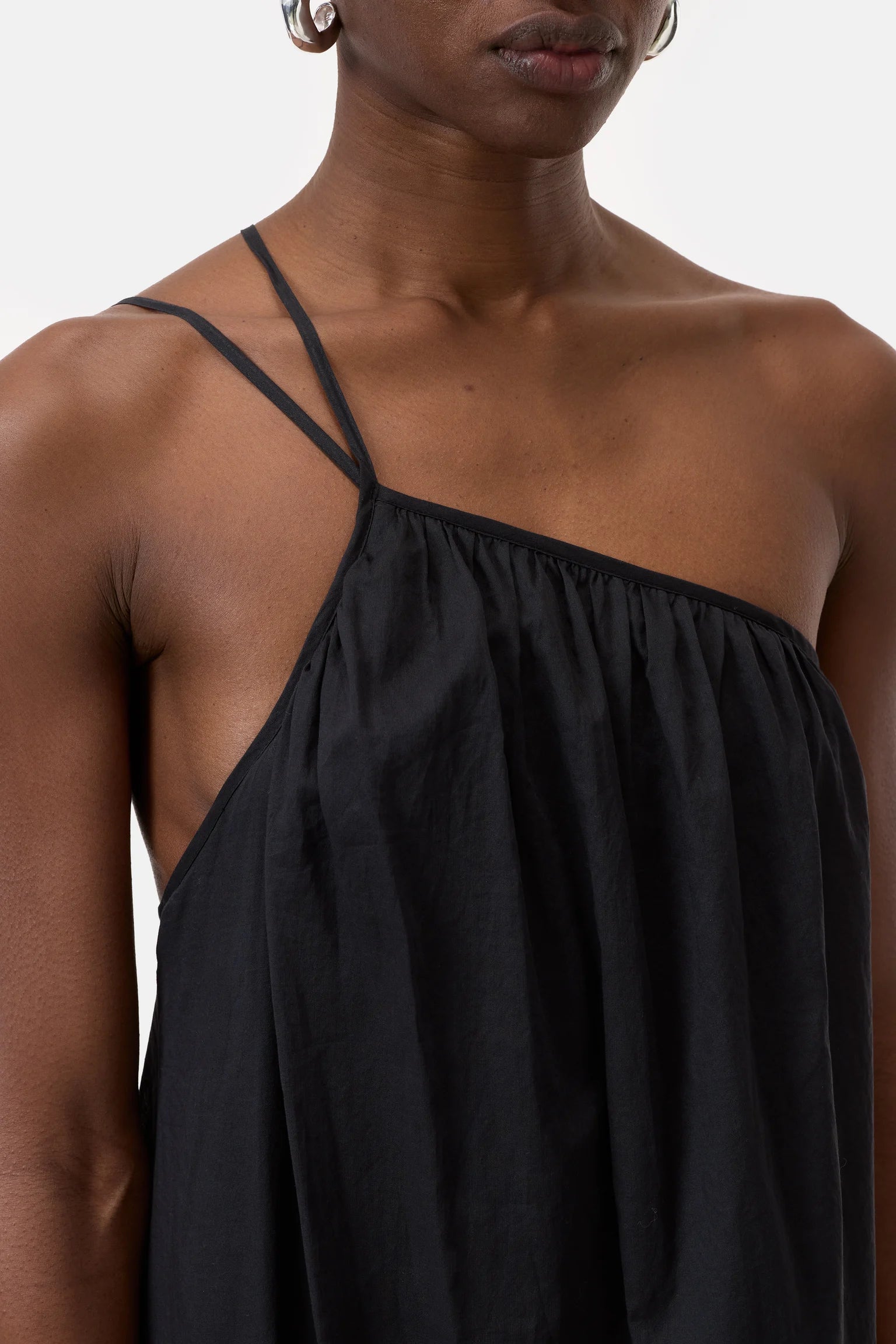 CLOSED Gathered Maxi Cotton Dress in Black | Shop Eleanor