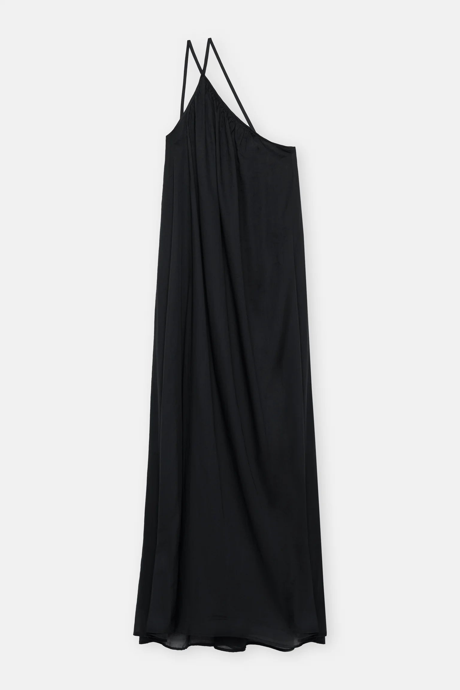 CLOSED Gathered A-Line Maxi Cotton Dress in Black | Shop Eleanor