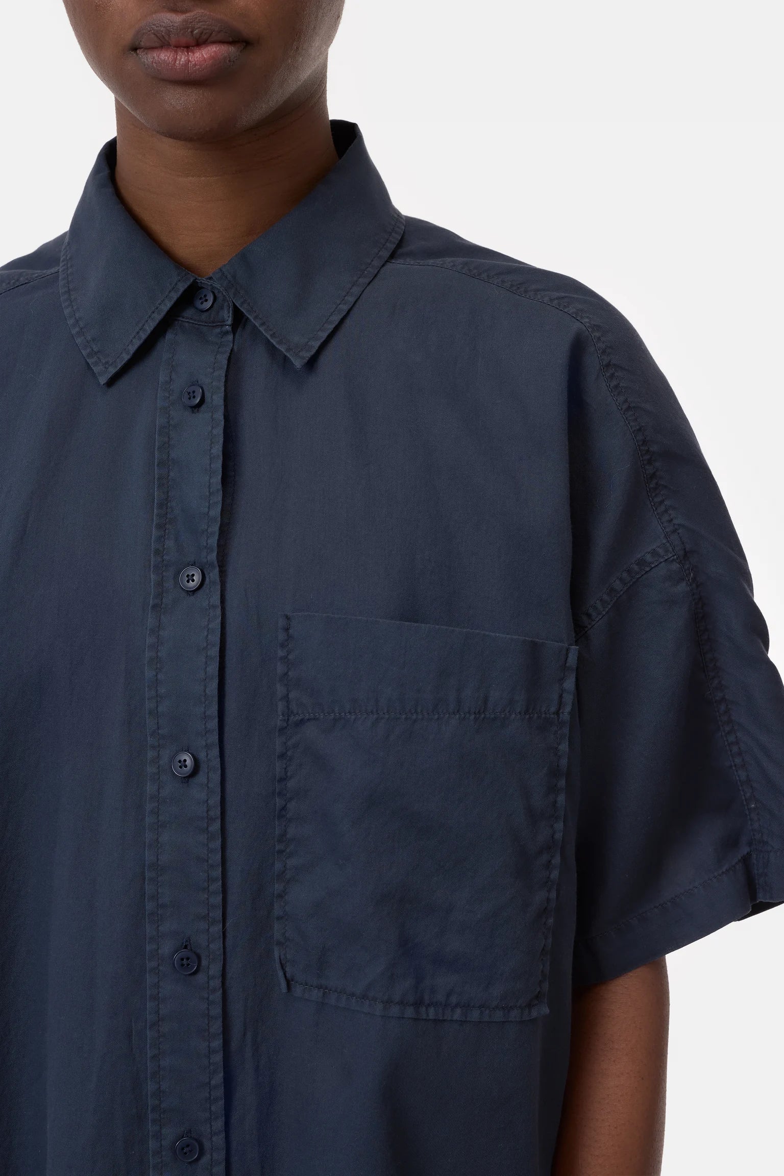 CLOSED Cotton Shirt Dress in Dark Night | Shop Eleanor