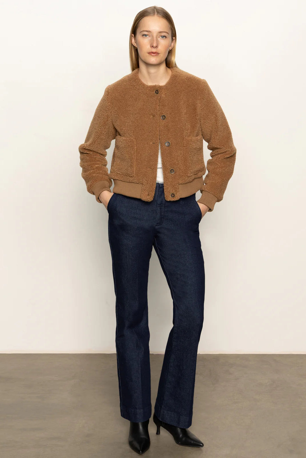 Brown fuzzy teddy sherpa cardigan 