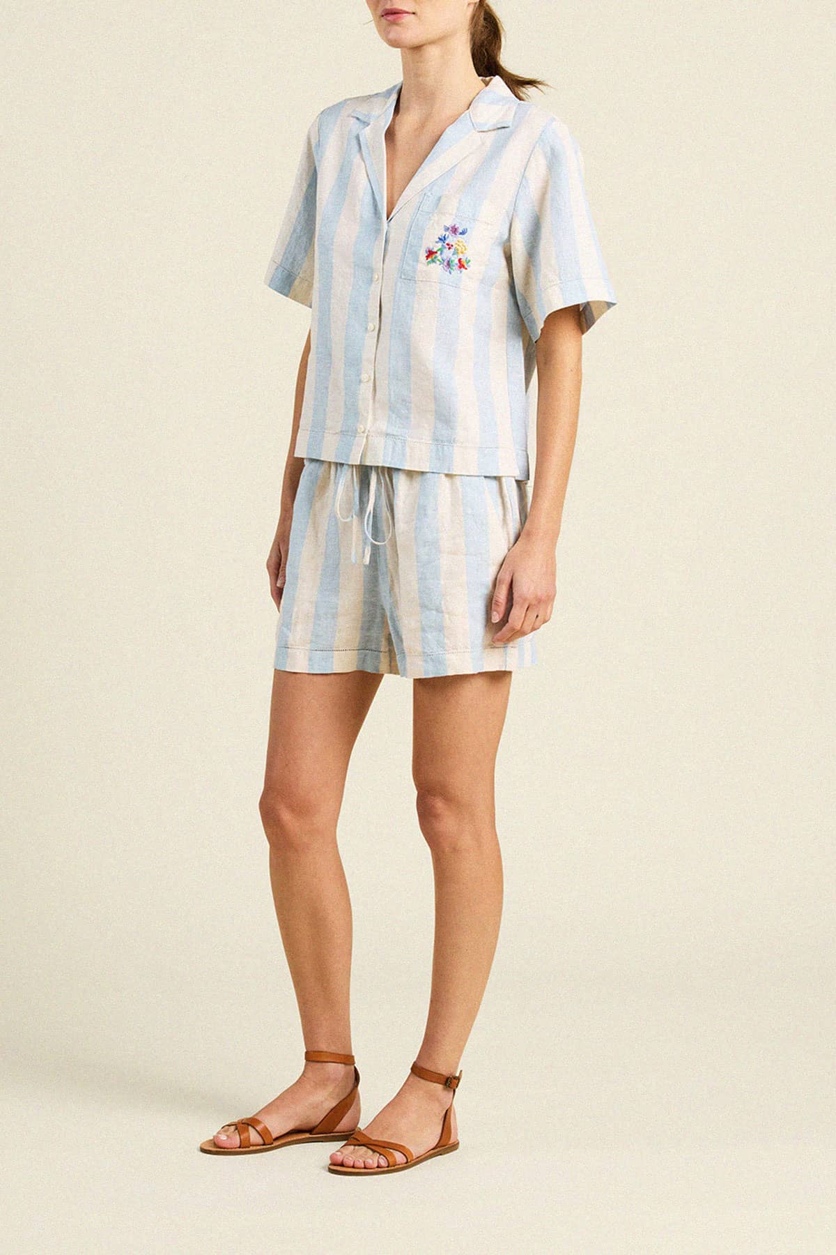 Trovata Nico Shirt Seaside Blue and White Stripe | Shop Eleanor