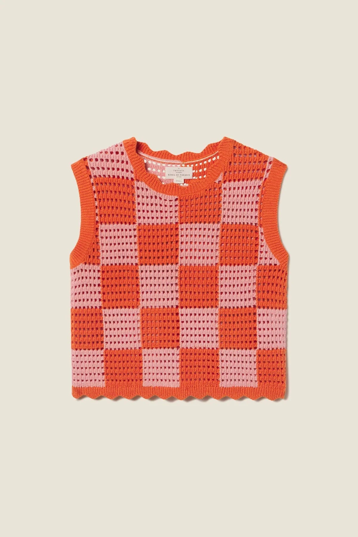 Trovata Bree Crochet Tank in Pink/Orange Checker | Shop Eleanor