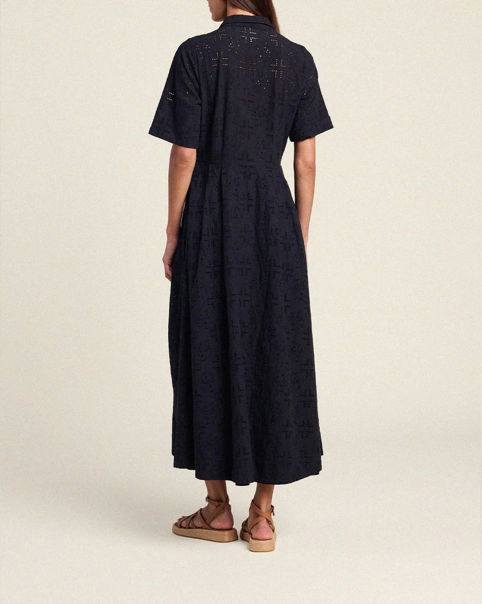 Trovata Short Sleeve Maxi Aster Dress in Black Eyelet | Shop Eleanor