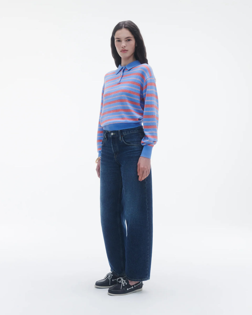 Guest in Residence Collegiate Polo in French Blue Stripe | Shop Eleanor