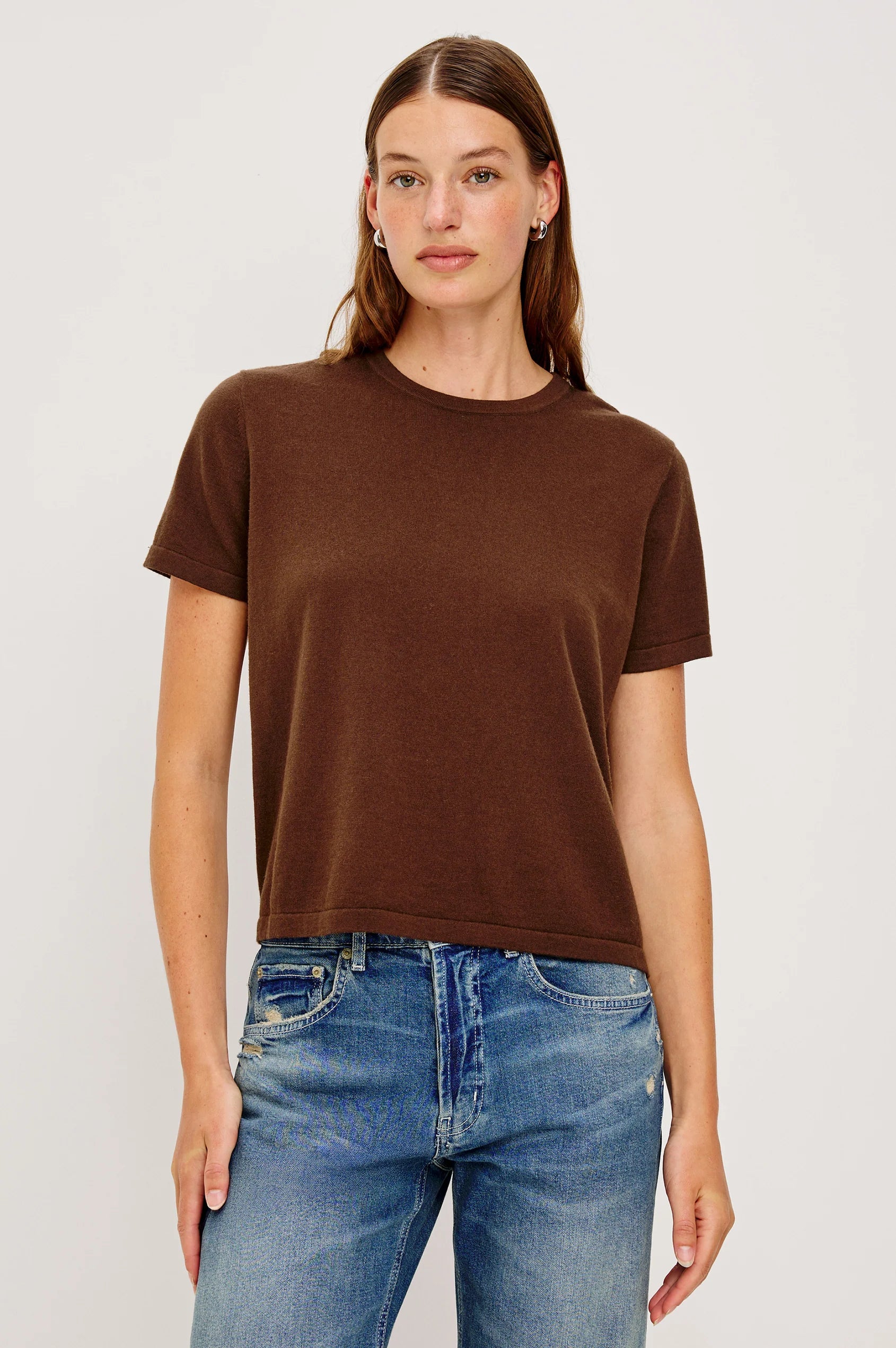 Rails Cotton Cashmere Short Sleeve Tee in Espresso | Shop Eleanor - Women's Designer Clothing Boutique 