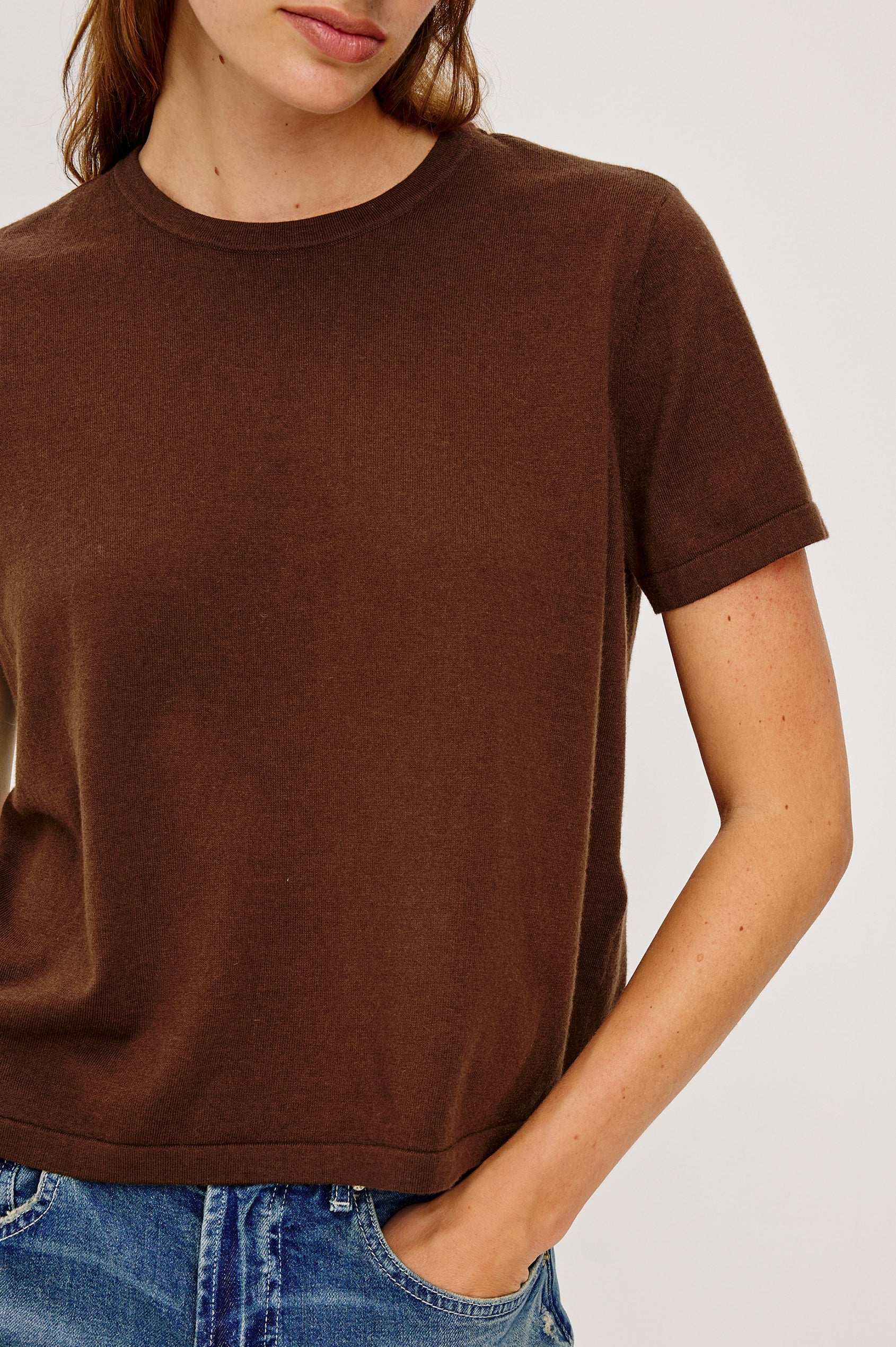 Rails Lightweight and Breathable Crewneck Cashmere Blend Tee in Espresso | Shop Eleanor - Women's Designer Apparel Boutique