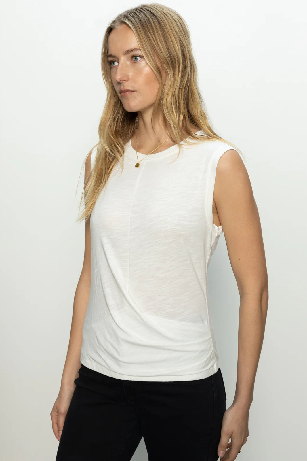 Sanctuary Sleeveless Draped Tank in White | Shop Eleanor