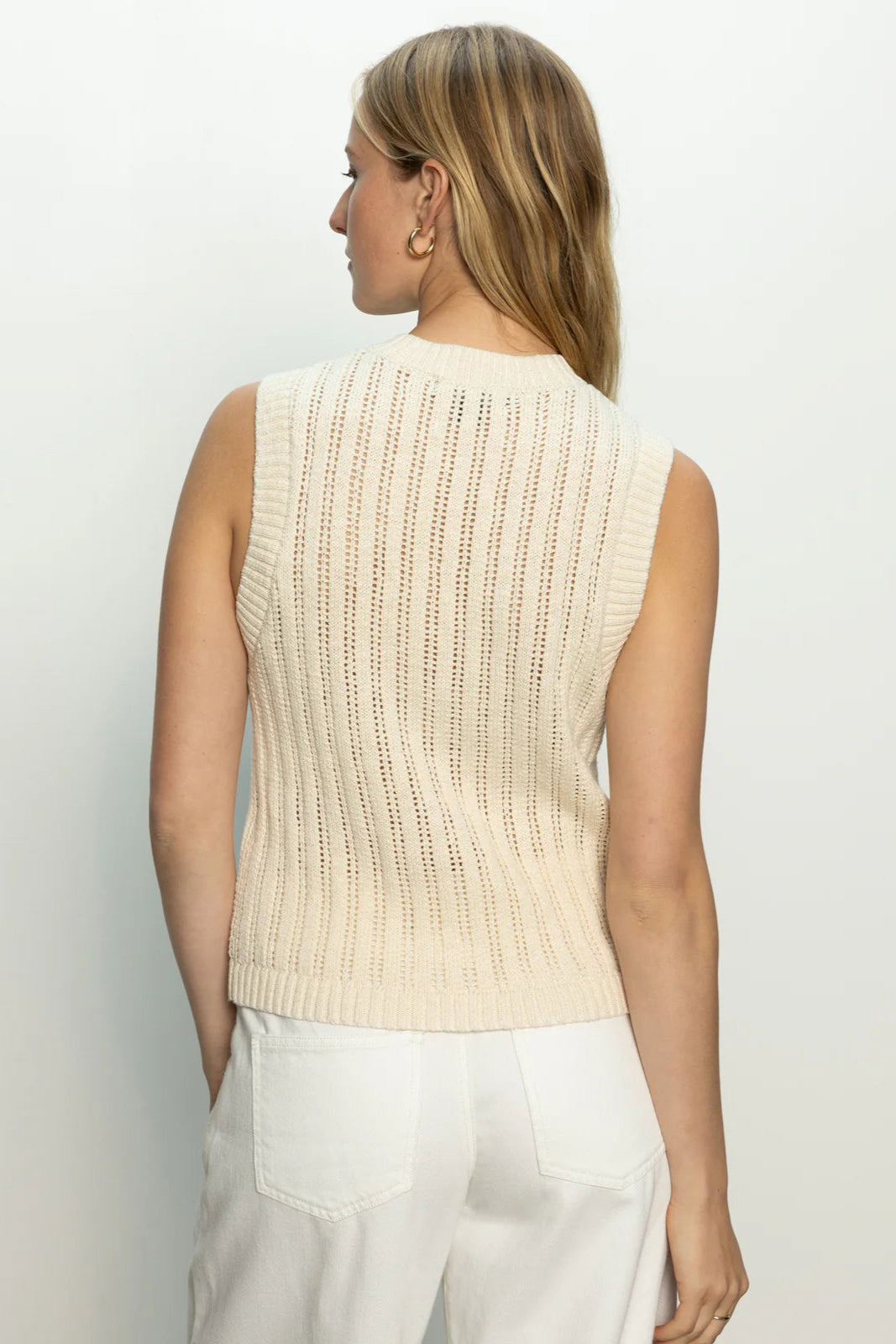 Sanctuary Sleeveless Pointelle Knit Vest Shell in Natural | Shop Eleanor