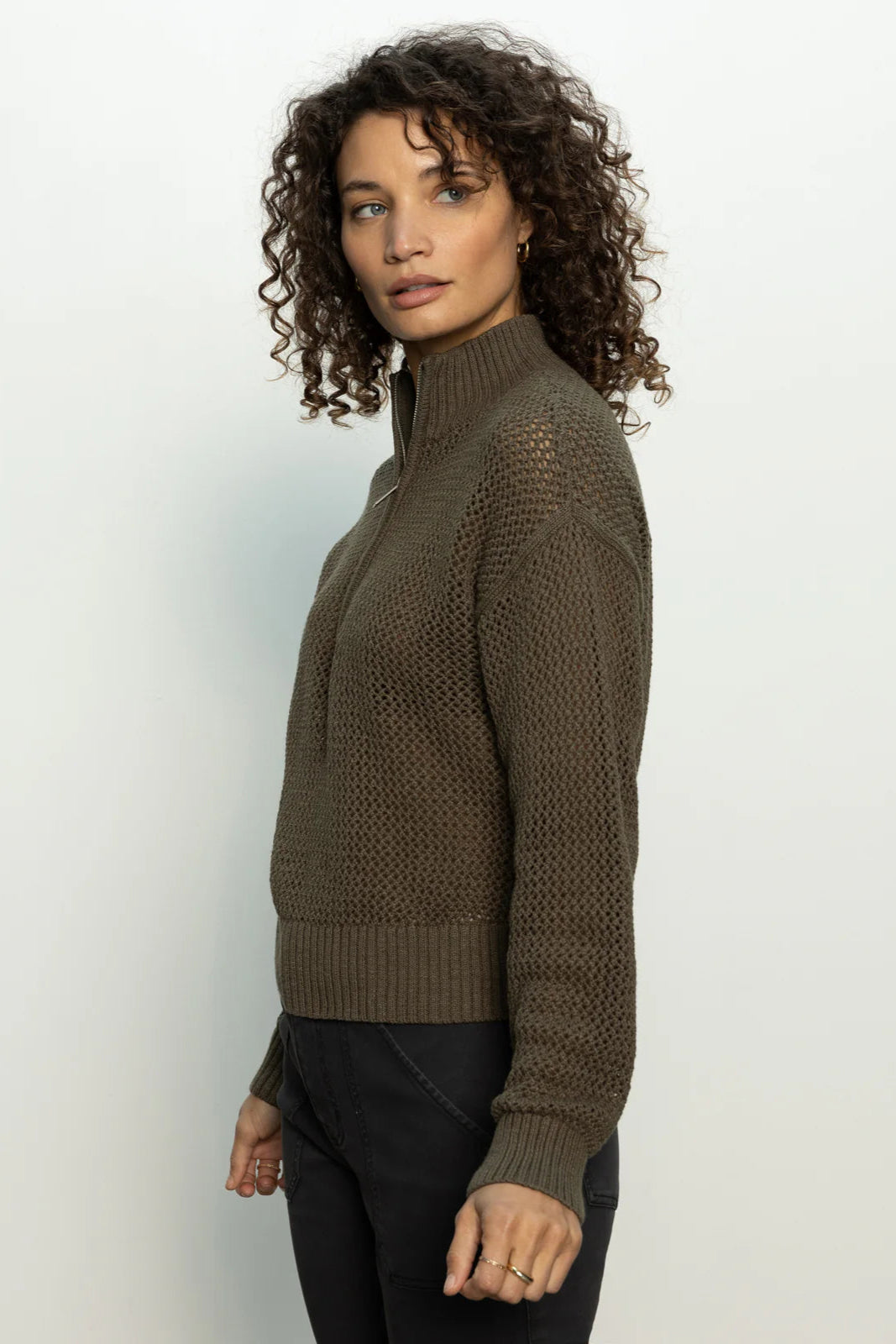 Sanctuary Open Knit Half Zip in Kalamata | Shop Eleanor