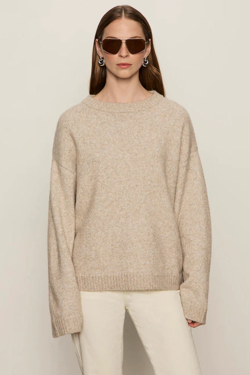 Sanctuary Go-To Drop Shoulder Crewneck Sweater in Heather Wheat | Shop Eleanor