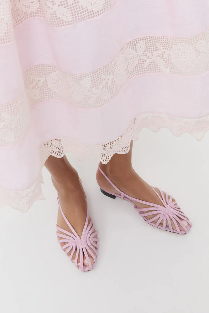 Leoffler Randal Devon Pink Moiré Slingback Sandal | Shop Elenanor