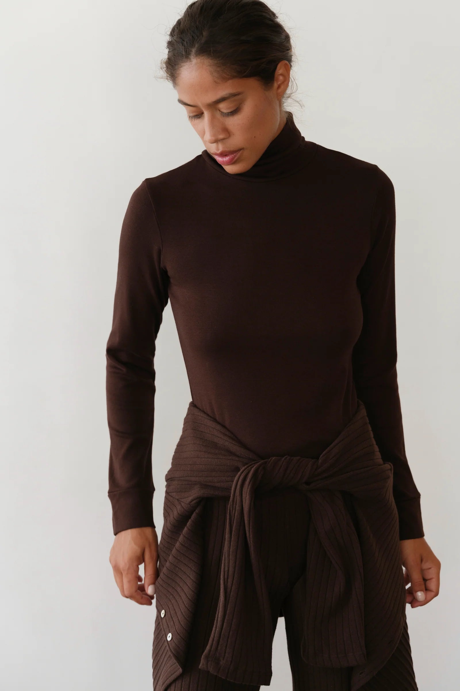 Donni Rib Turtleneck in Espresso | Shop Eleanor - Women's Essentials