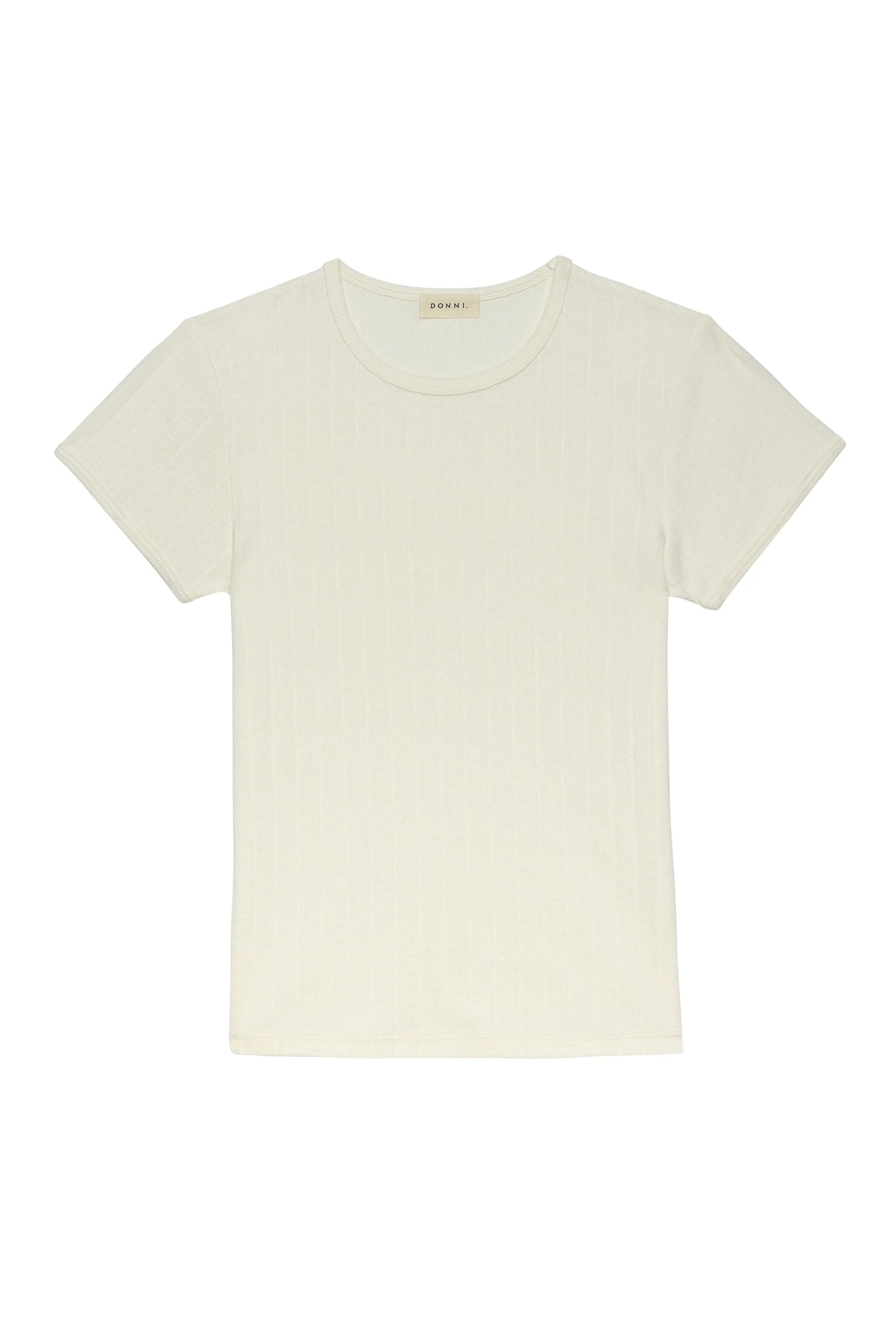 Donni Pointelle Baby Tee in Creme | Shop Eleanor