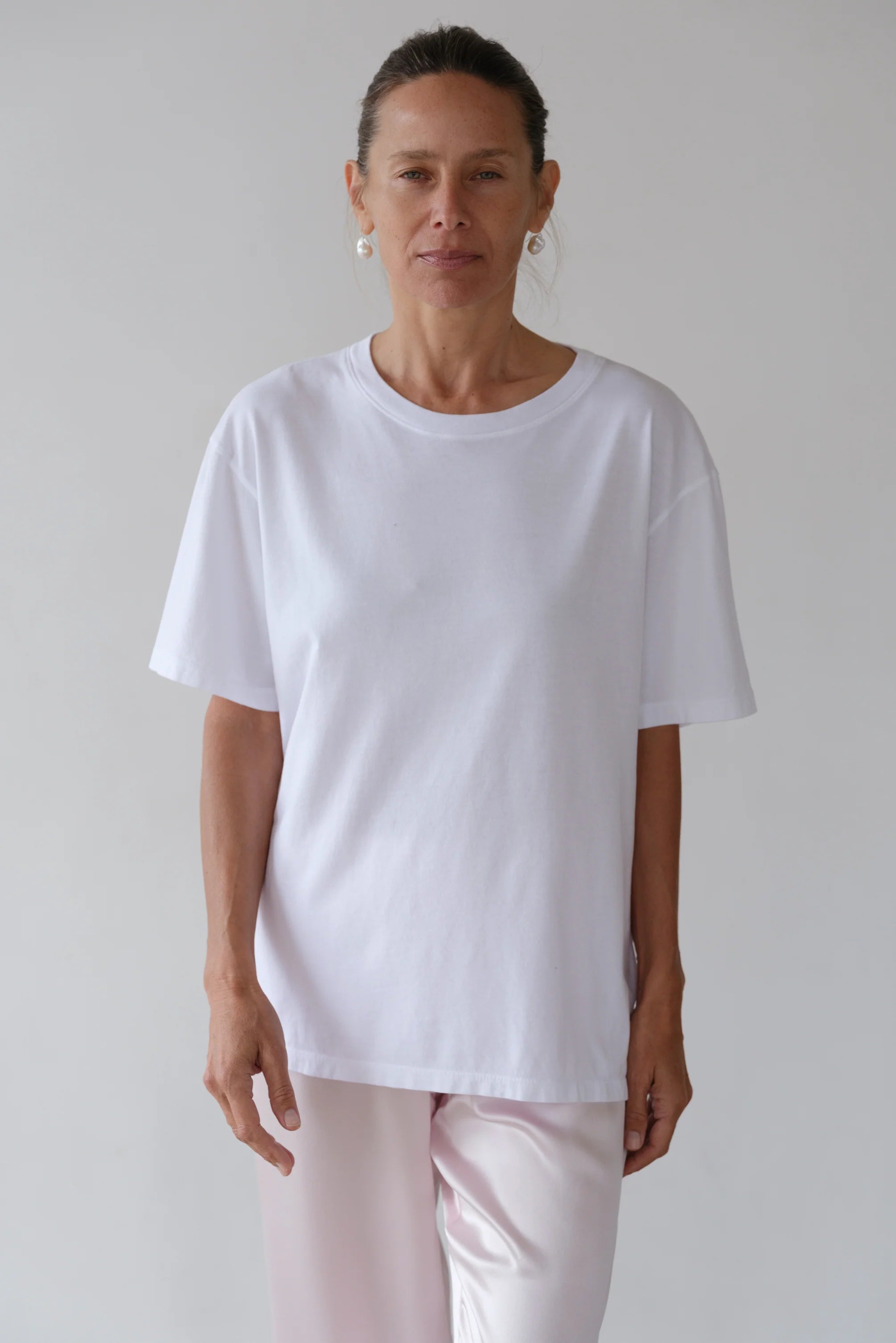 Donni Jersey Oversized Tee in White | Shop Eleanor - Women's Boutique
