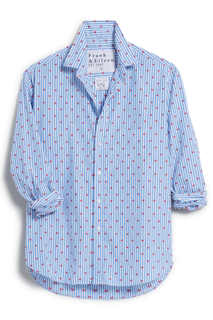 Frank & Eileen Eileen Button Up in Blue Stripe with Hearts | Shop Eleanor