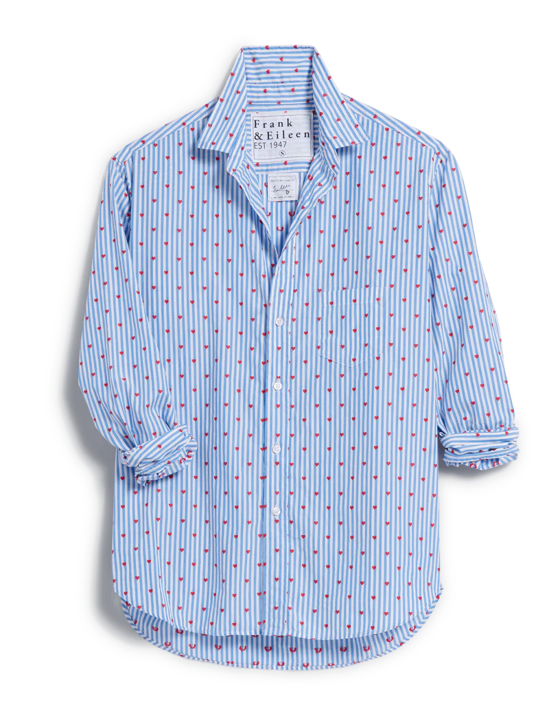 Frank & Eileen Eileen Button Up in Blue Stripe with Hearts | Shop Eleanor