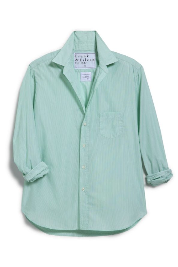 Eileen Relaxed Button Up in Micro Green Stripe | Shop Eleanor