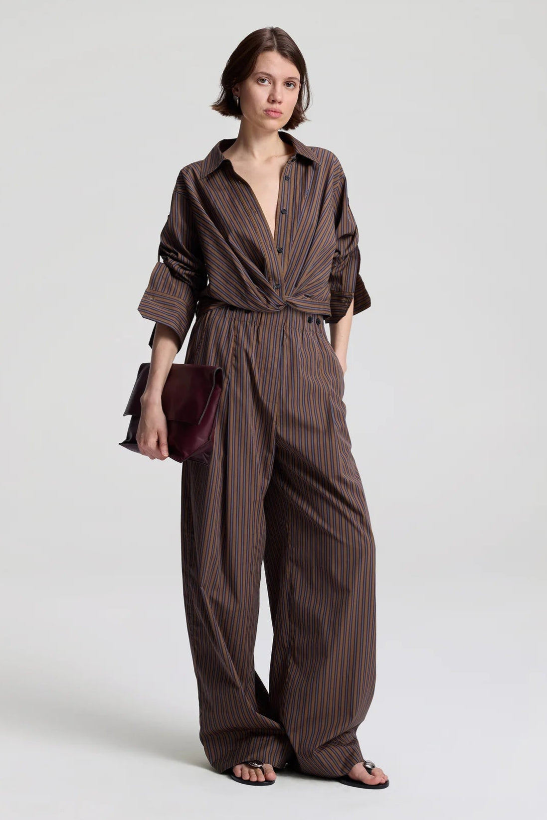A.L.C. Leo Striped Cotton Top in Brown | Shop Eleanor - Women's Designer Clothing Boutique