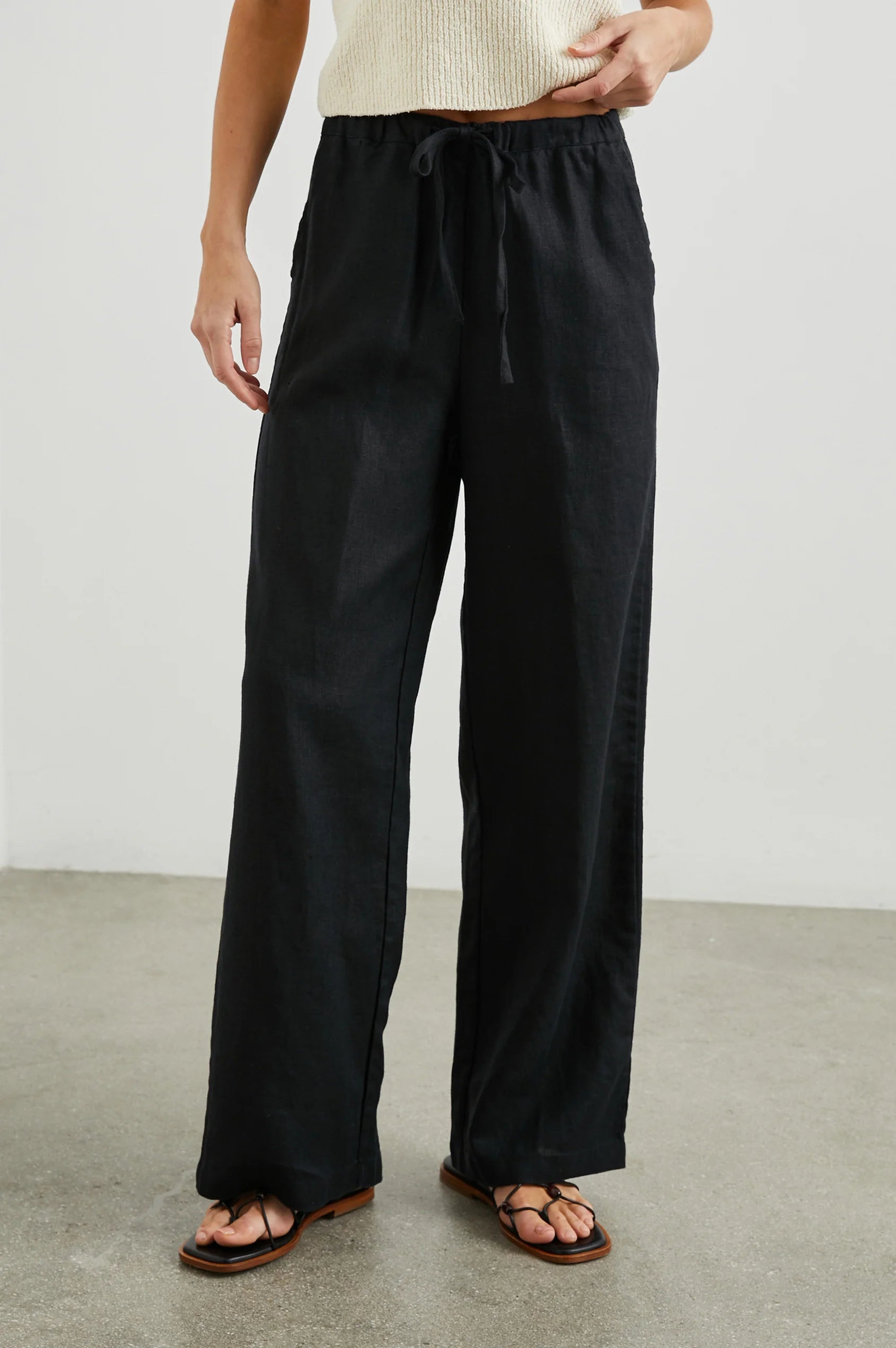 Rails Emmie Wide Leg Linen Pant in Black | Shop Eleanor