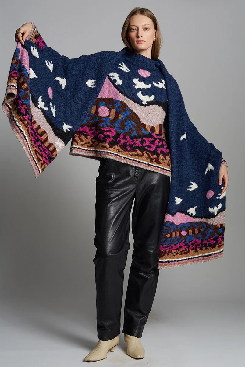 Eleven Six Caroline Handmade Intarshia Knit Shawl Scarf | Shop Eleanor - Women's Luxury Apparel and Accessories in Colorado