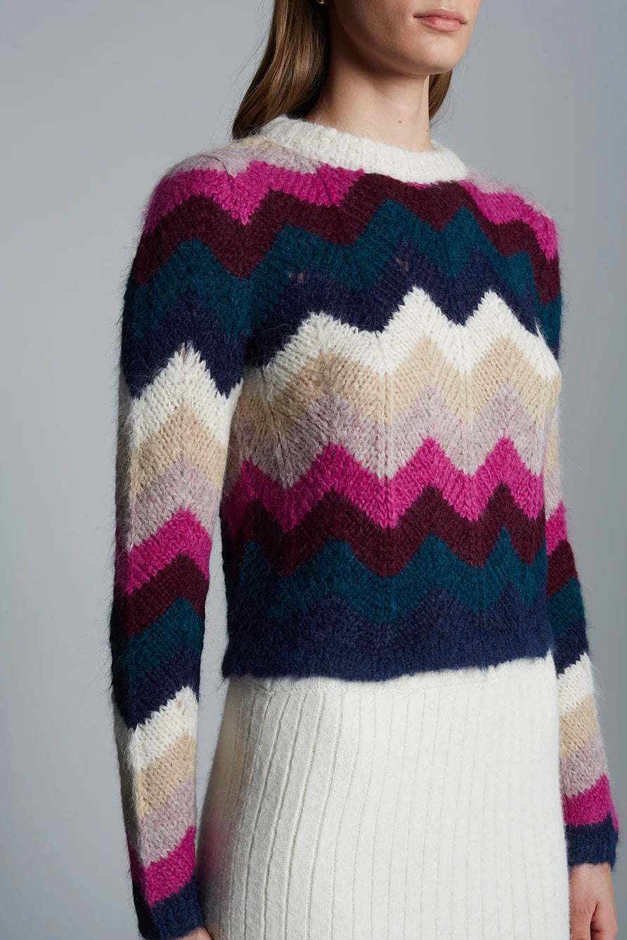 Eleven Six Zig Zag Multi Color Soft Alpaca Yarn Sweater | Shop Eleanor - Women's Luxury and Quality Apparel Boutique near Denver