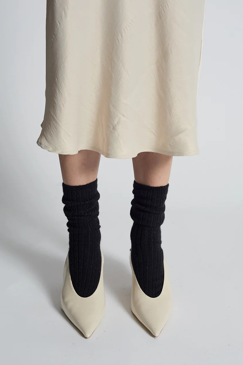 Eleven Six Ali Ribbed Slouchy Sock in Black | Shop Eleanor - Women's Boutique