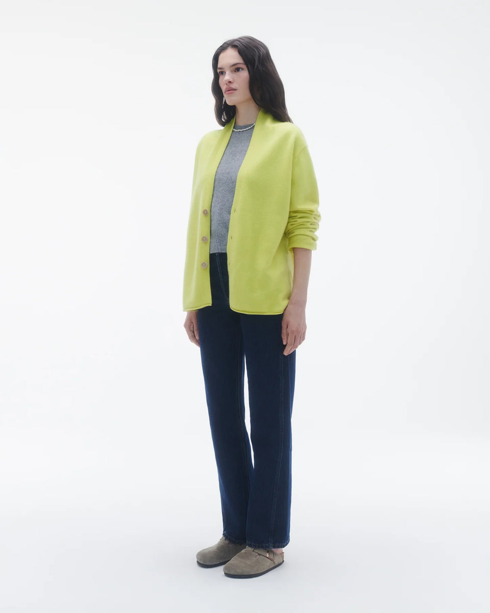 Guest in Residence Premium Cashmere Everywear Button Front Cardigan in Lemon | Shop Eleanor