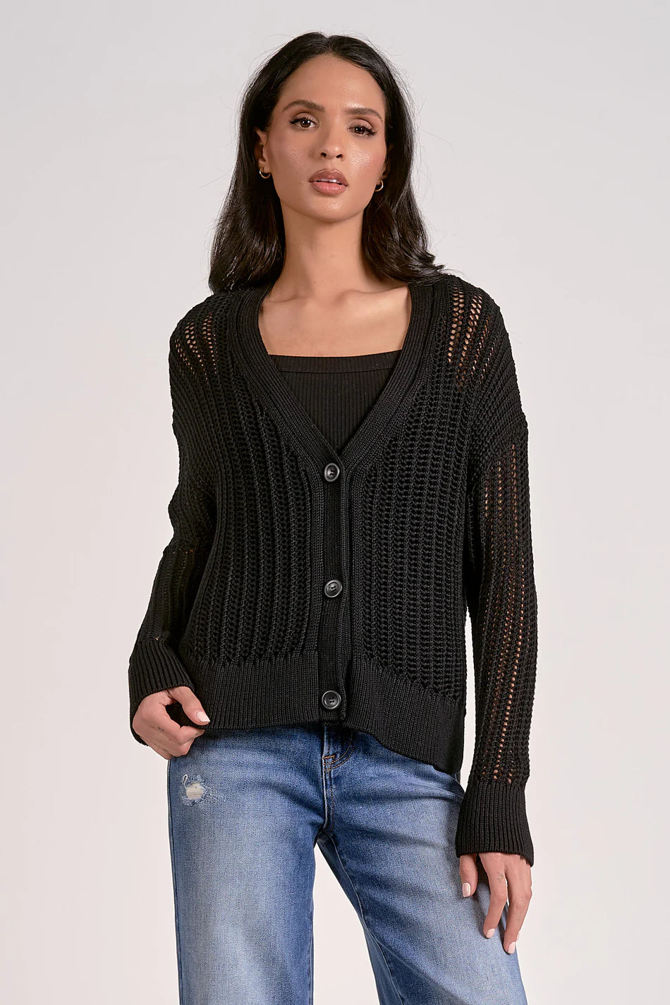 Elan Black Button-Down Cardigan | Shop Eleanor - Women's Clothing