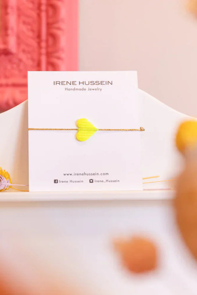 Irene Hussein Love Heart Breaded Bracelet in Yellow | Shop Eleanor - Women's Online High-Quality Clothing and Jewelry Boutique