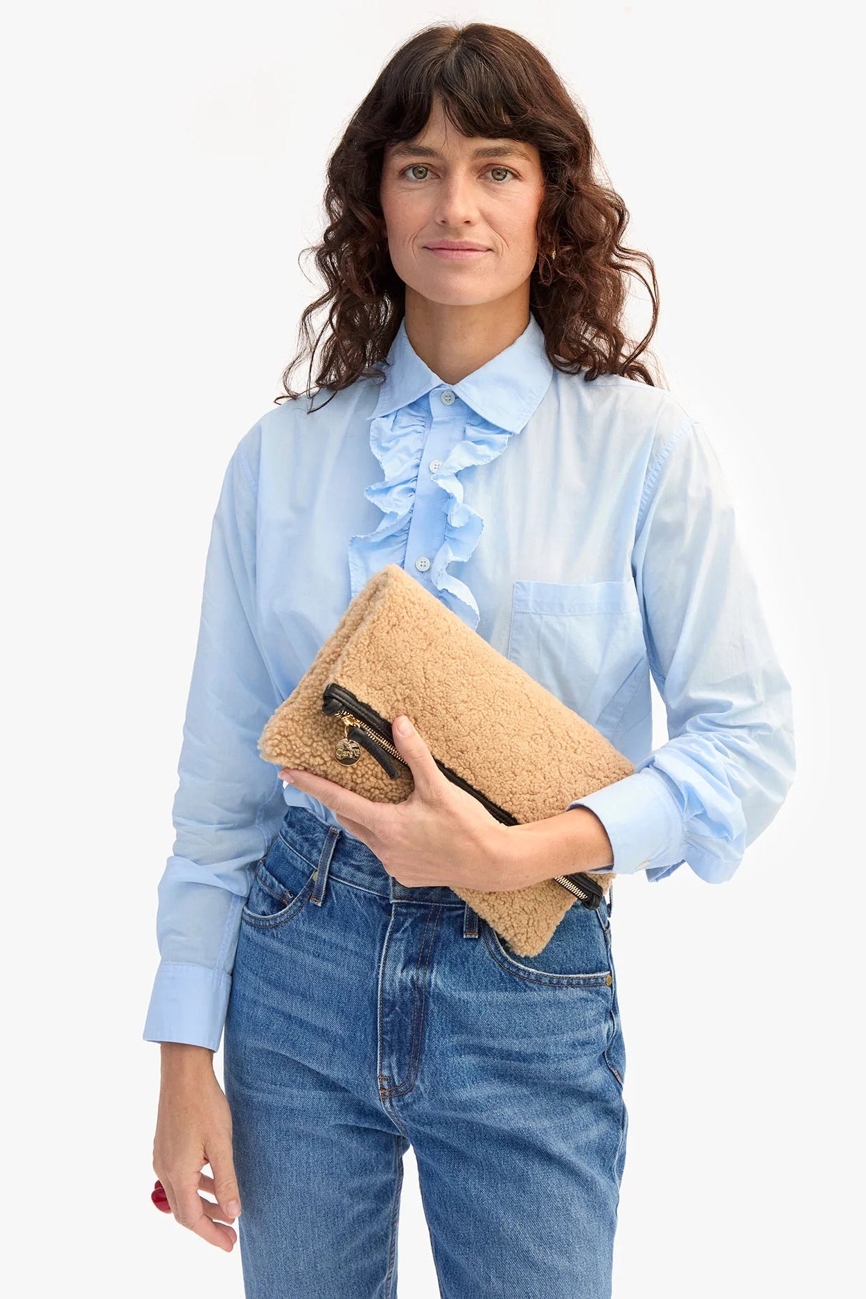 Clare V. Foldover Clutch in Shearing Leather | Shop Eleanor