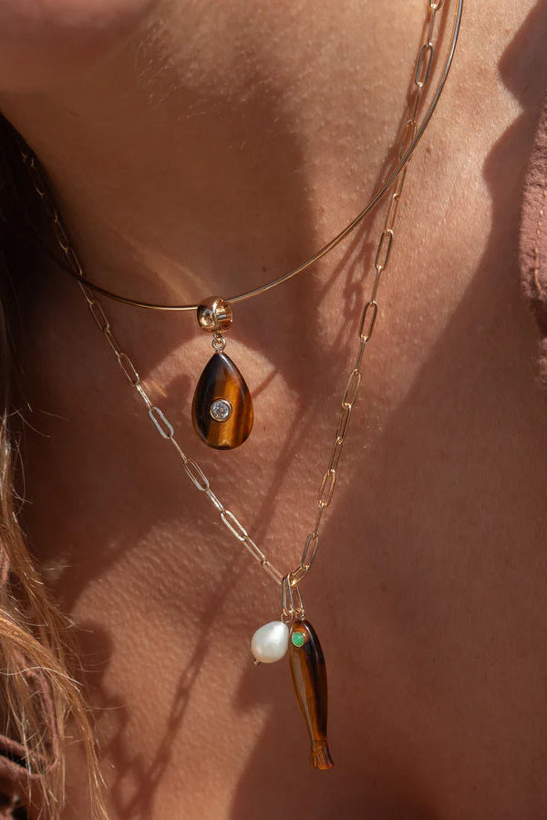 Thatch Fortuna Tiger's Eye Fish Charm | Shop Eleanor