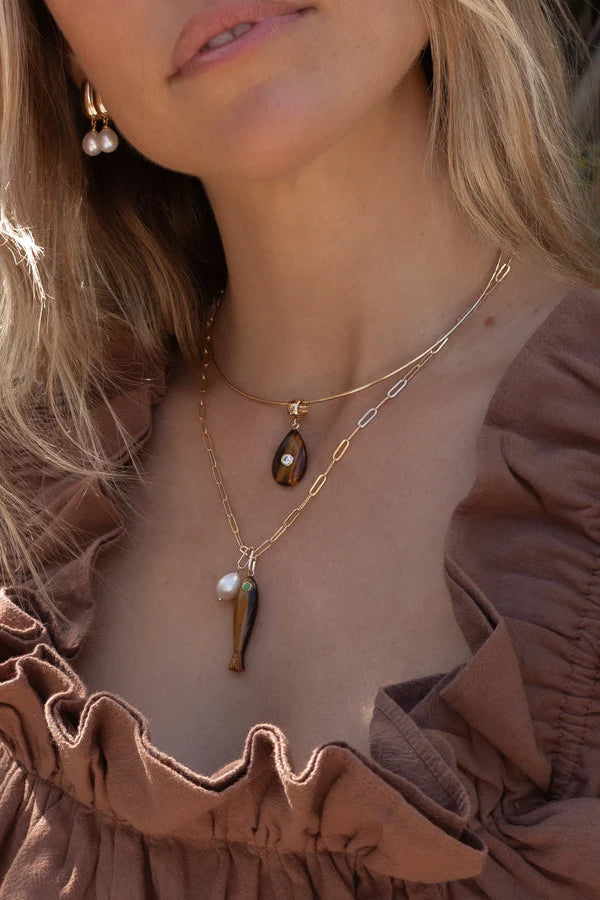 Thatch Bardot Tigers Eye Bail Necklace Charm Pendant | Shop Eleanor