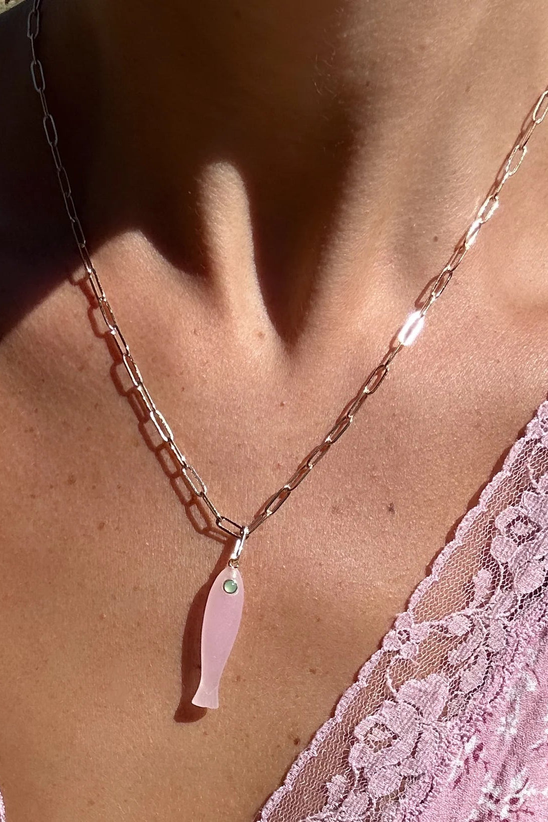 Thatch Fortuna Pink Jade Fish Charm | Shop Eleanor