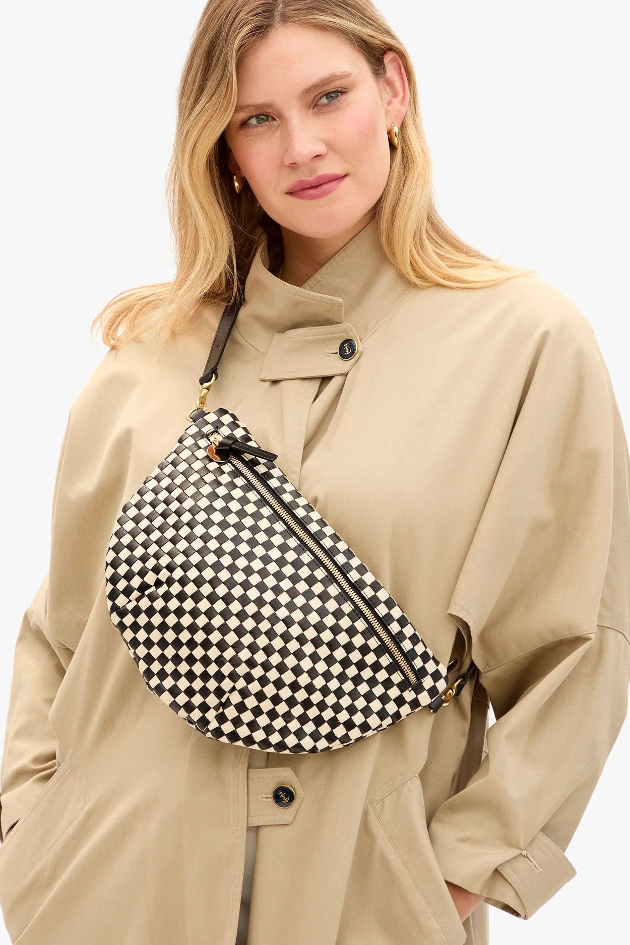 Clare V. Black and White Woven Leather Crossbody Bag | Shop Eleanor