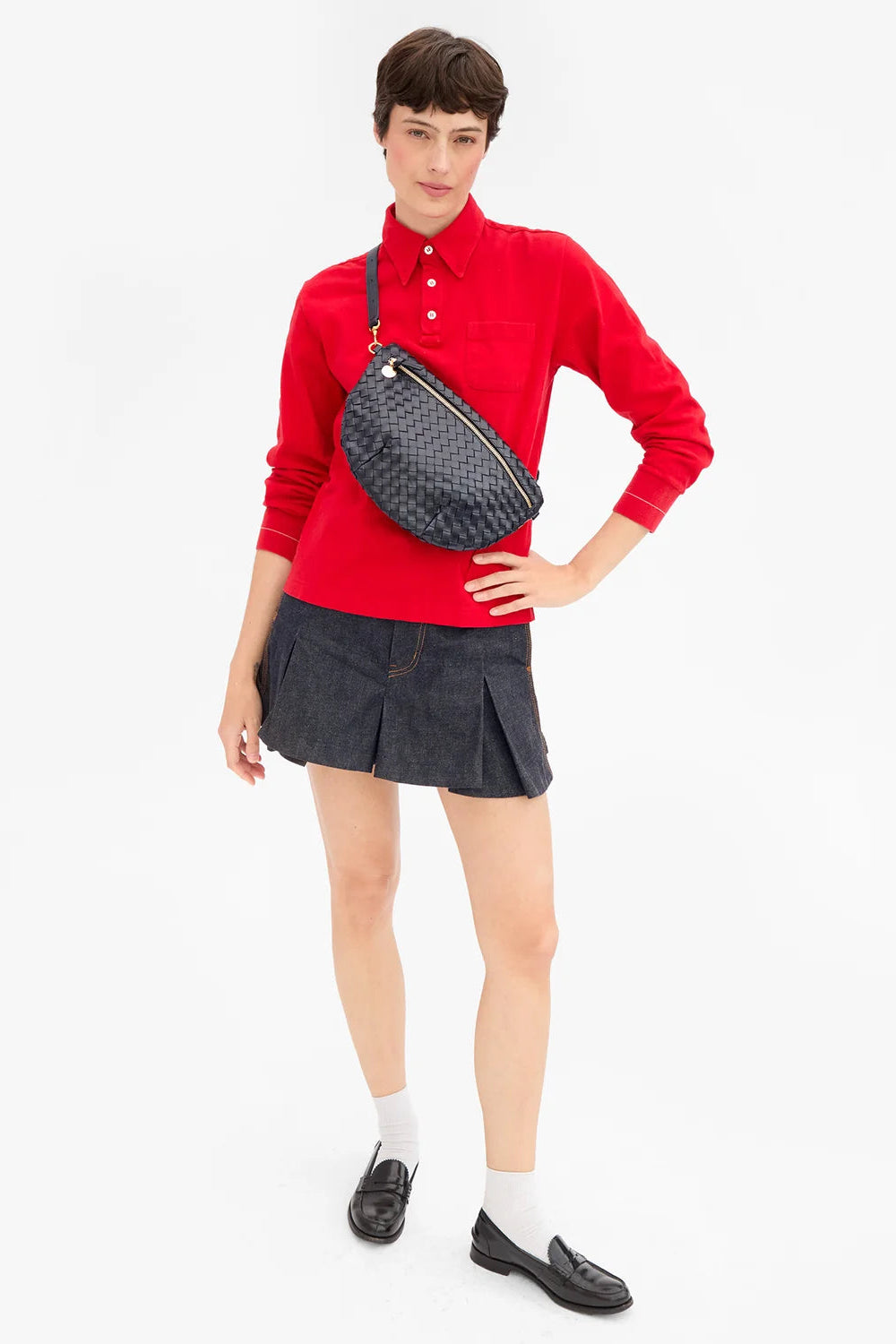 Clare V. Grande Fanny in Twilight Navy Woven | Shop Eleanor