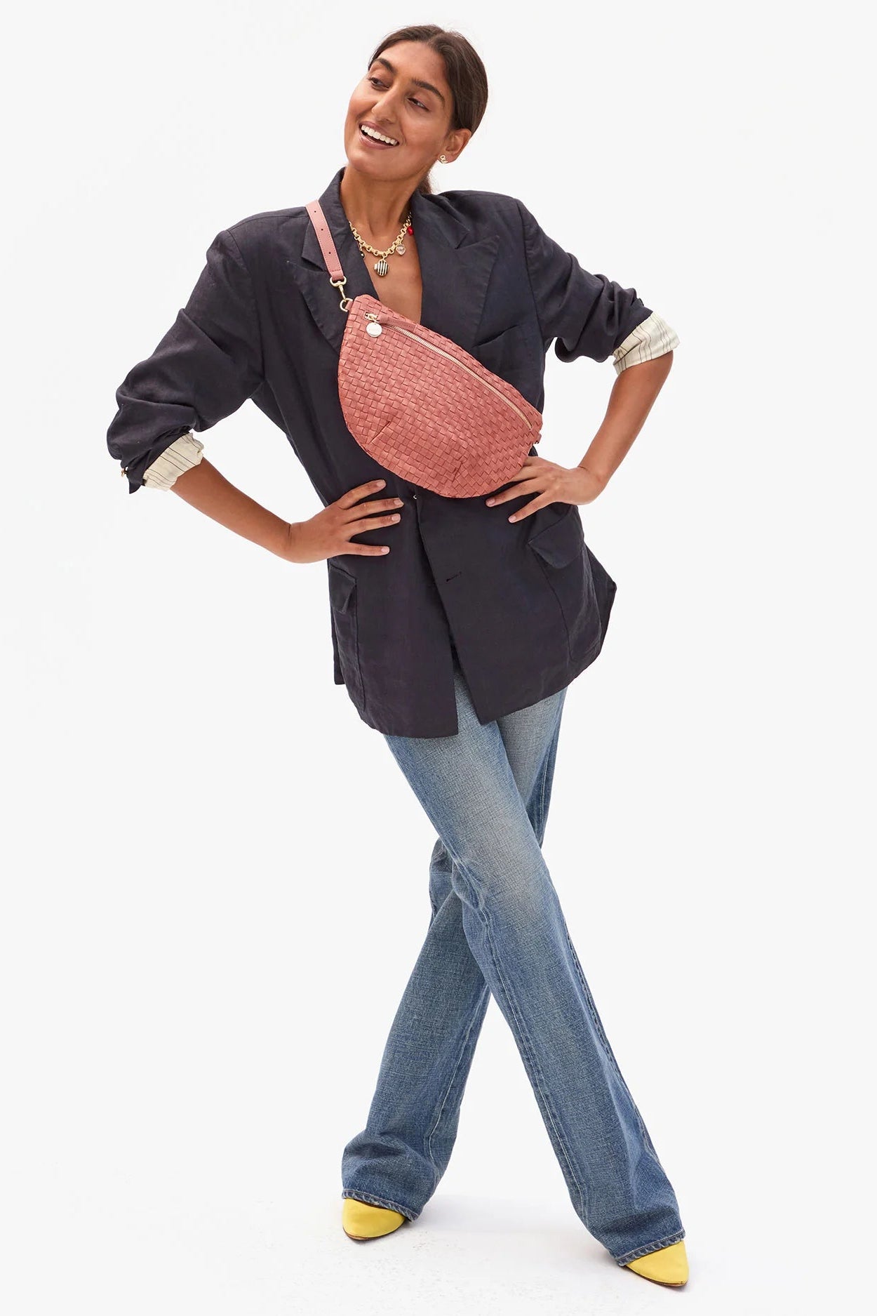 Clare V. Rose Clay Woven Grande Fanny | Shop Eleanor