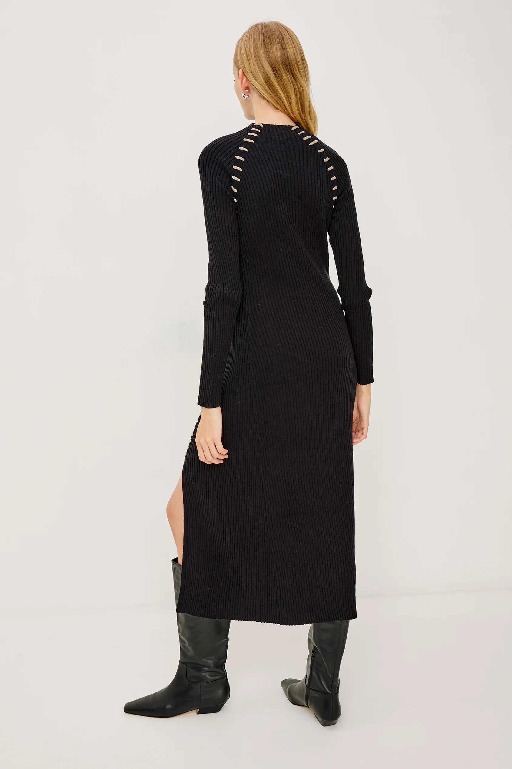 Rails Imara Midi/Maxi Dress in Black with Oat Blanket Stitch | Shop Eleanor - Woman's High-quality Luxury Apparel in Louisville, CO