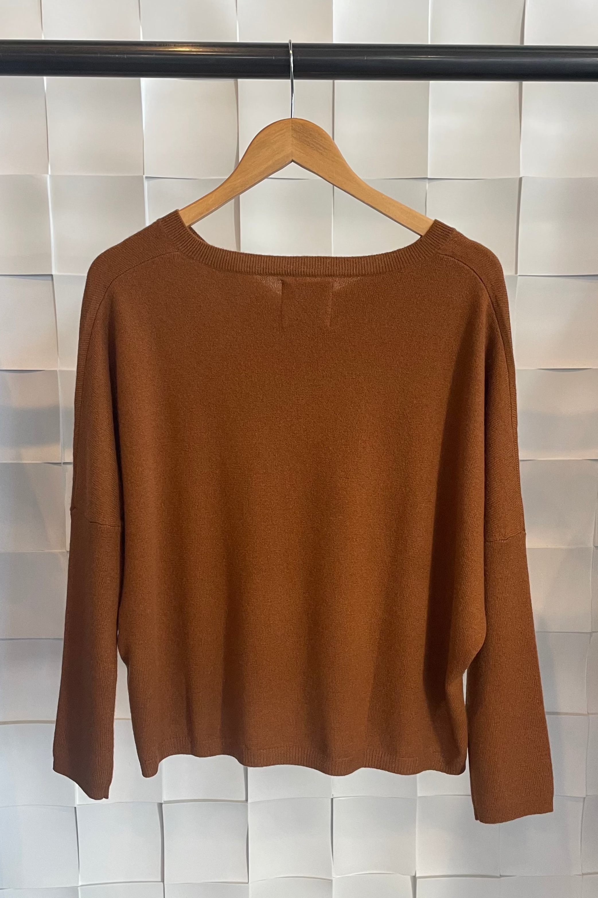Jumper 1234 Oversize V-Neck Sweater in Saddle Brown | Shop Eleanor - Women's Cashmere Sweaters and Cardigans