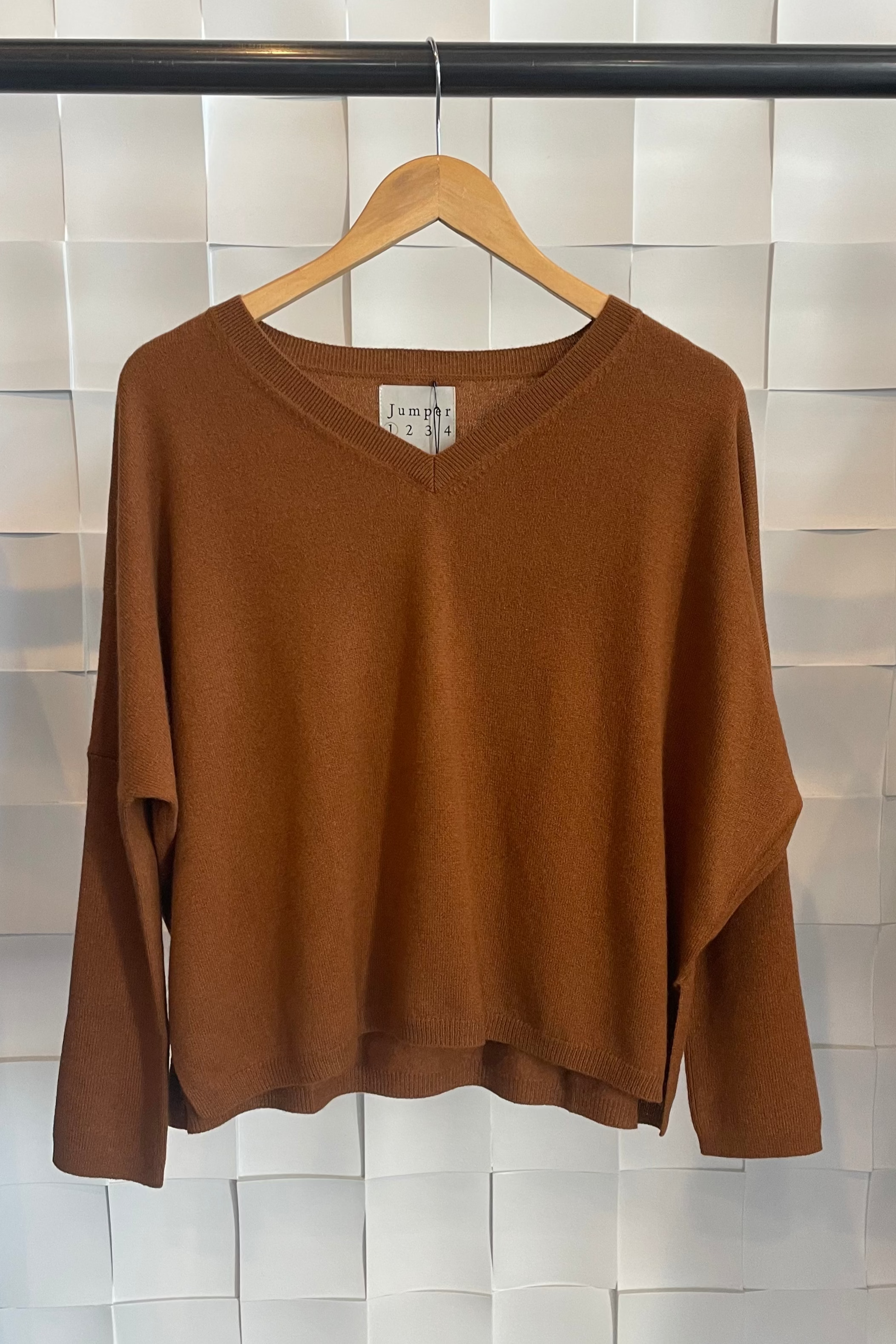 Jumper 1234 Oversize V-Neck Sweater in Saddle Brown | Shop Eleanor - Women's Luxury Clothing Boutique in Louisville, CO