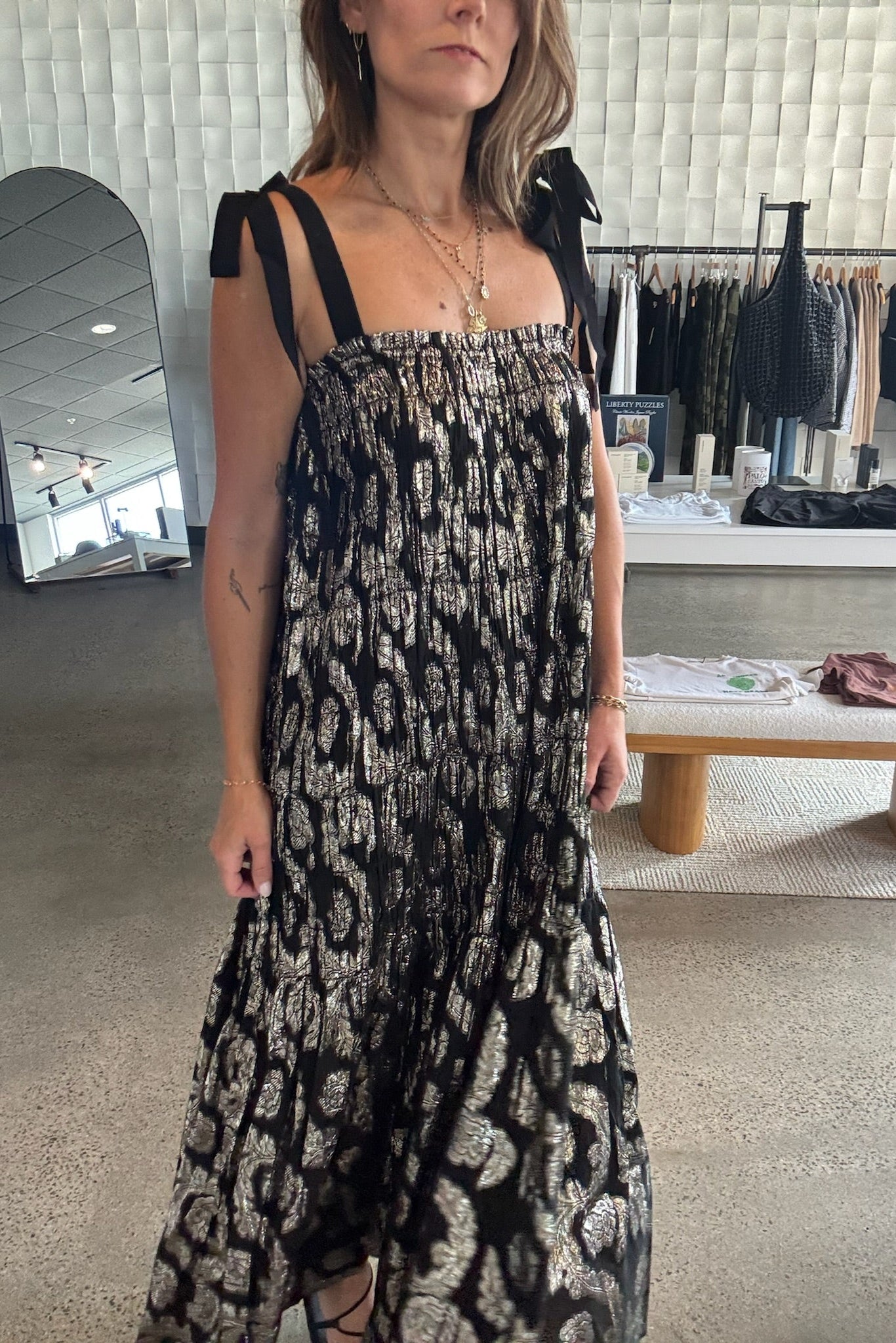 Alix of Bohemia Emrys Gunmetal Lurex Dress | Shop Eleanor