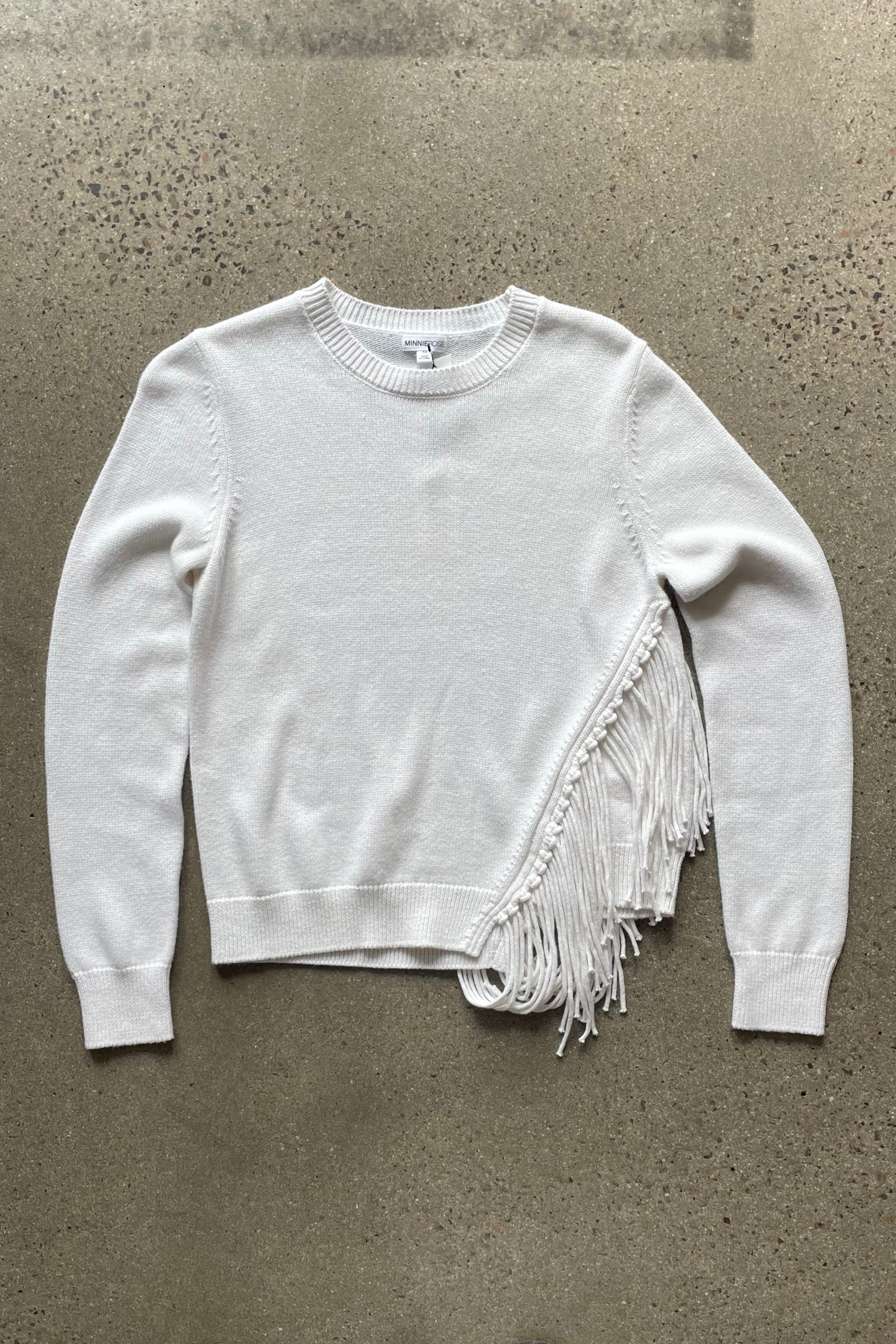 Minnie Rose Cotton Cashmere Fringe Crew Neck Sweater | Shop Eleanor