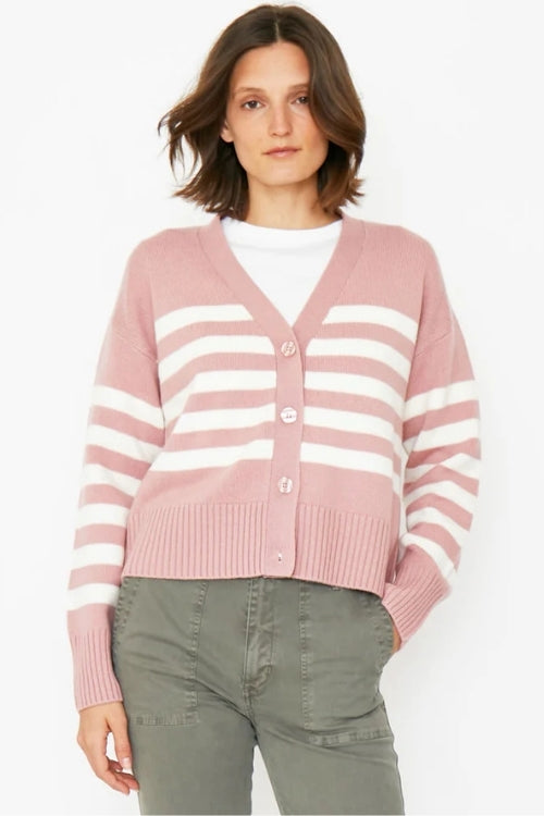 Kule The Raffa Striped Cardigan in Clay/Cream | Shop Eleanor