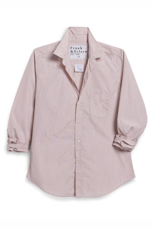 Frank and Eileen Barry Button Up in Tan Mini Stripe | Shop Eleanor