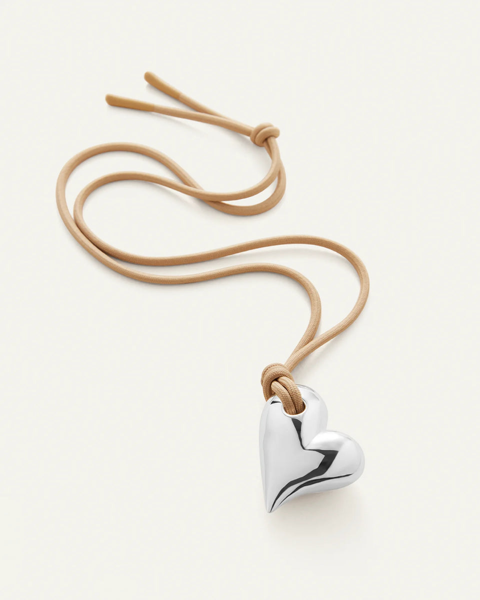 Jenny Bird Heart on a String High Polish Silver Necklace | Shop Eleanor