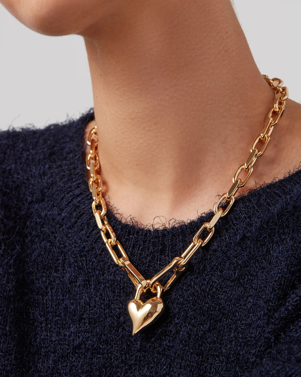 Jenny Bird Padlock Heart Pendant in High Polish Gold | Shop Eleanor