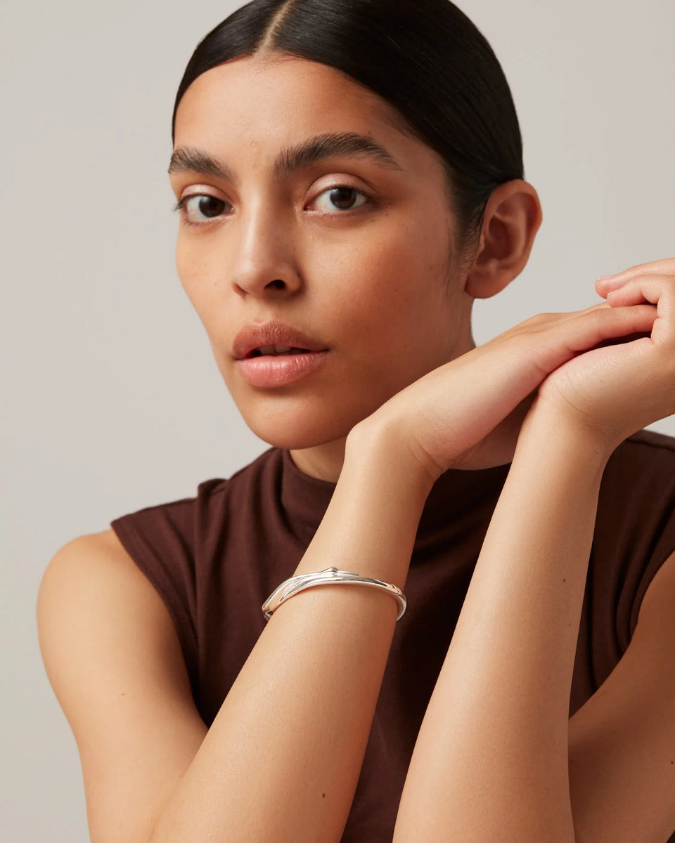 Jenny Bird Colette Bangle in Silver | Shop Eleanor