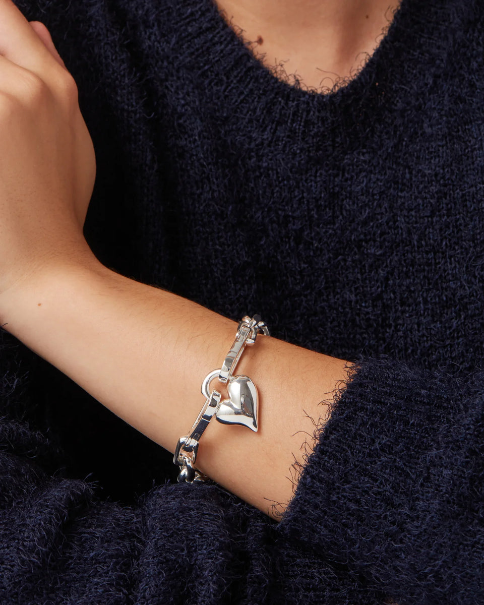 Jenny Bird High Polish Silver Padlock Heart Chain Bracelet | Shop Eleanor