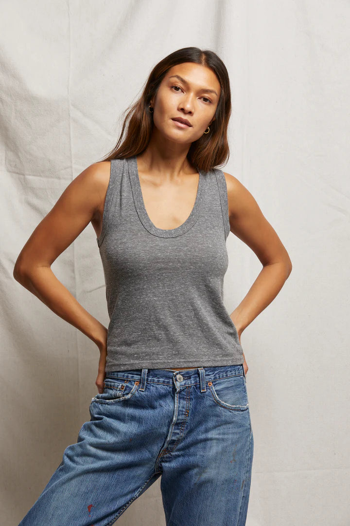 perfect white tee Khara Scoop U-line Tank in Heather Grey | Shop Eleanor