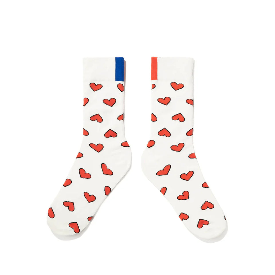 Kule Multi Heart Dress Sock in Cream | Shop Eleanor