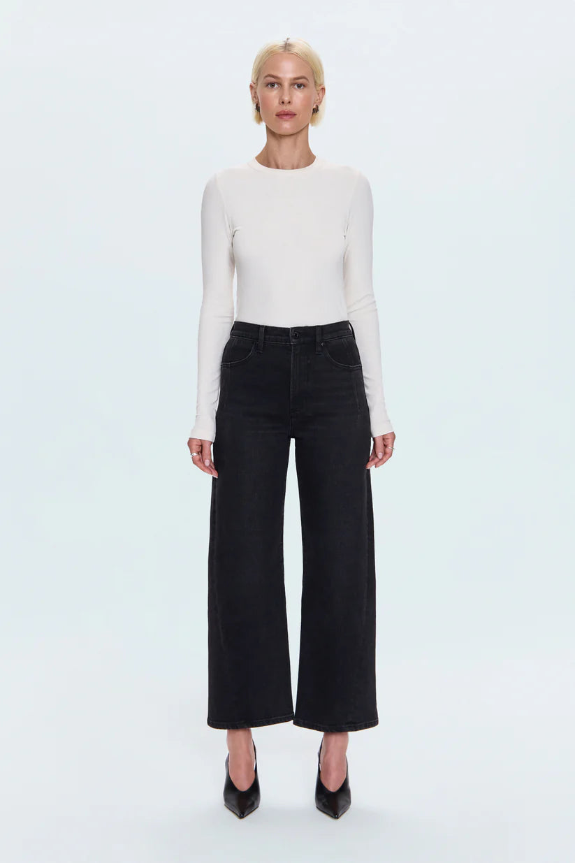 Kyra High-Rise Bowed Denim Jean in Jetset | Shop Eleanor